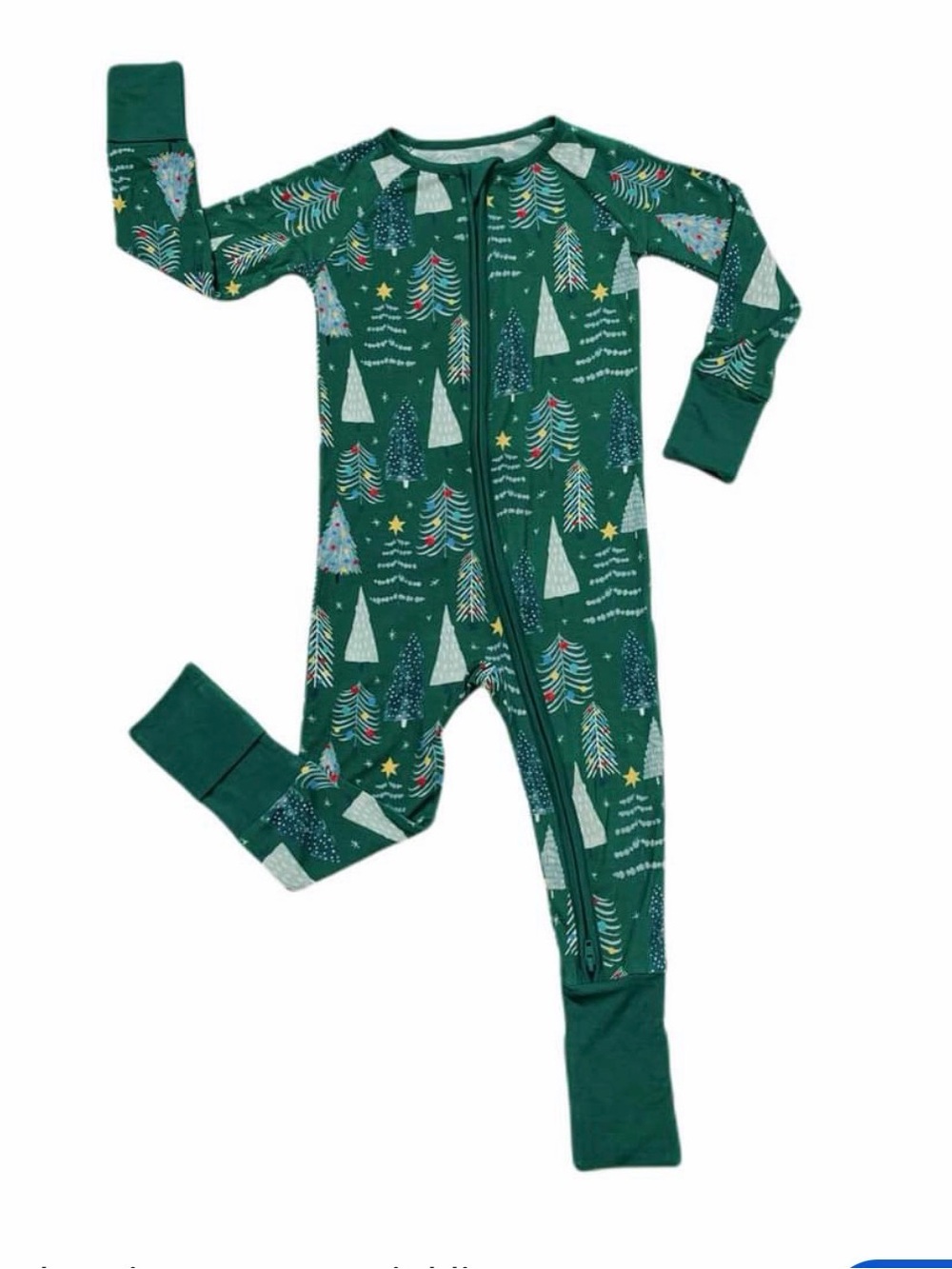 LITTLE SLEEPIES Green Twinkling Trees Bamboo Christmas Zippy- 12-18M